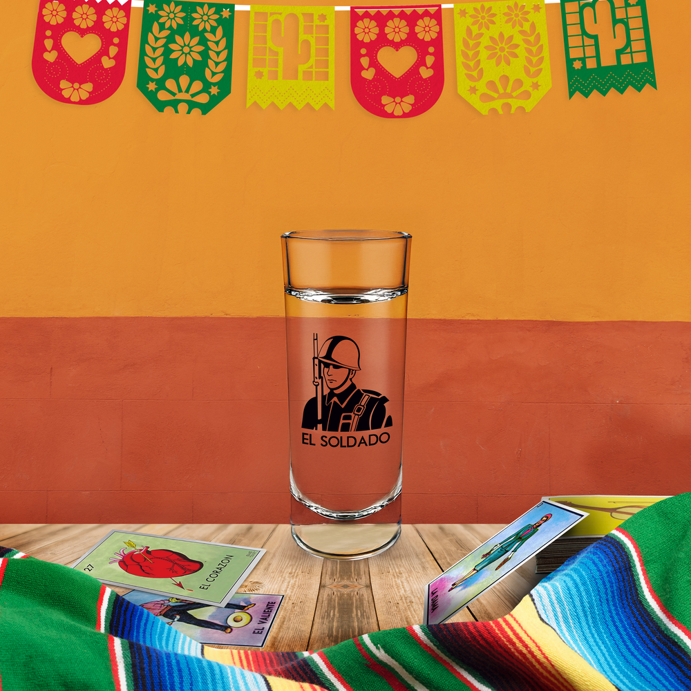 Vaso Tequilero "El Soldado" - Loteria Mexicana